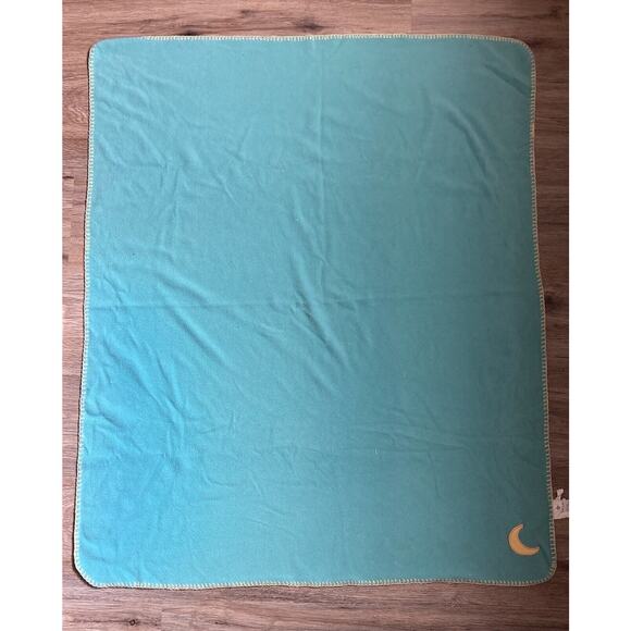 Vintage Belle Yellow Moon Green Turquoise Baby Blanket Security Lovey Fleece HTF - Picture 5 of 6